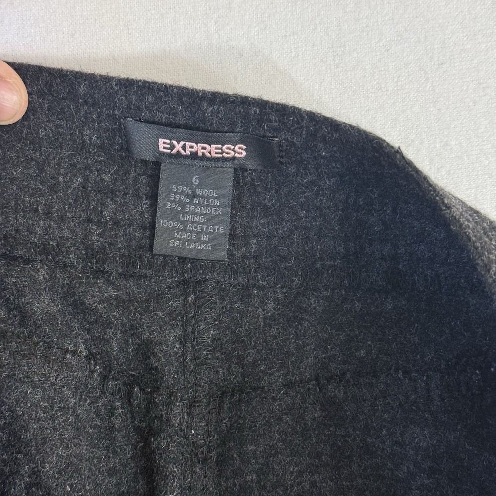 Express Women's Skirt Gray Wool Blend Size 6 Pencil Gold Button Zip Detail - Picture 10 of 10